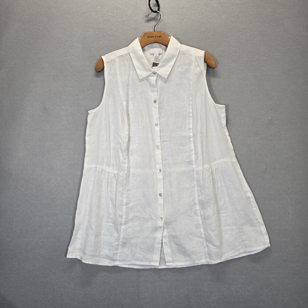 J. Jill Love Linen Sleeveless Peplum Back Tunic White Size 1X